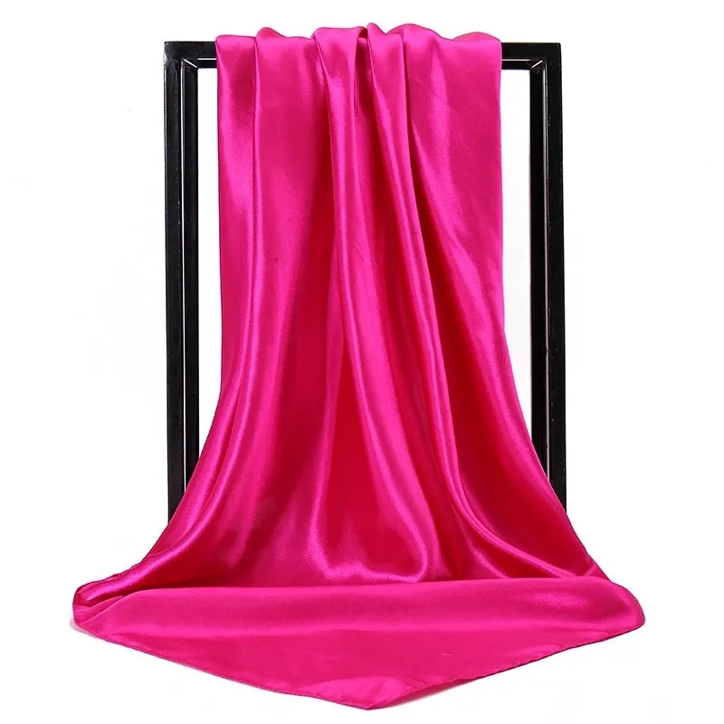 Elegant Solid Color Satin Polyester Scarves