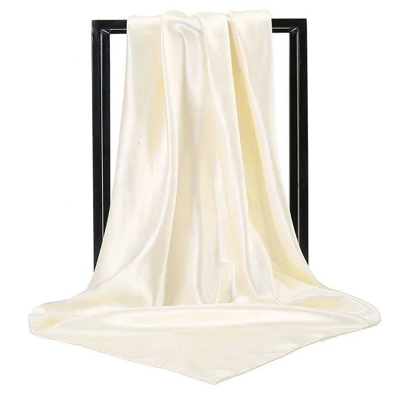 Elegant Solid Color Satin Polyester Scarves