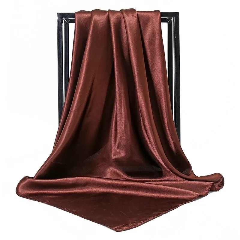 Elegant Solid Color Satin Polyester Scarves