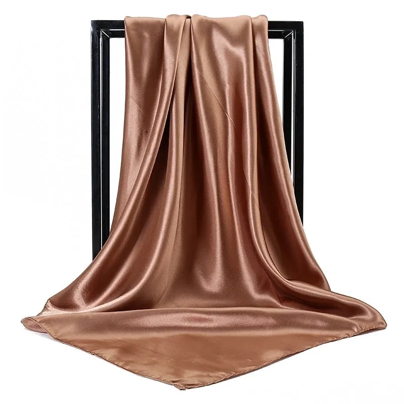 Elegant Solid Color Satin Polyester Scarves