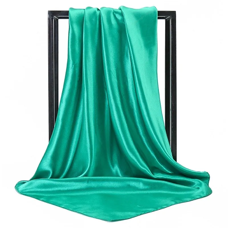 Elegant Solid Color Satin Polyester Scarves