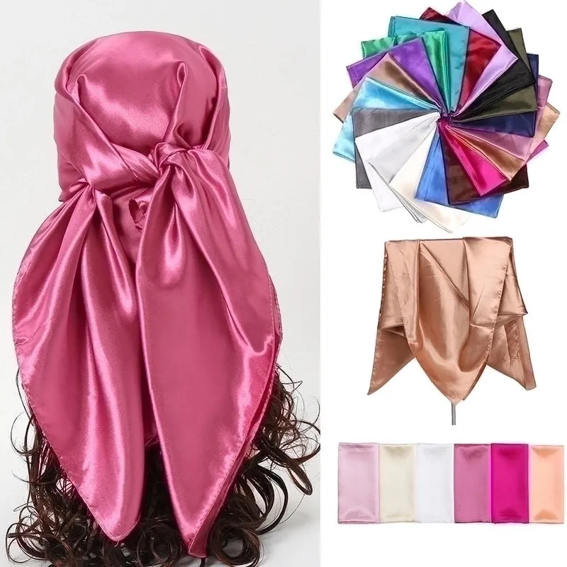 Elegant Solid Color Satin Polyester Scarves