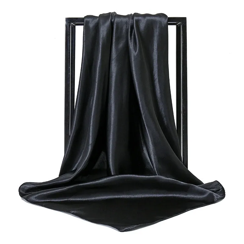 Elegant Solid Color Satin Polyester Scarves