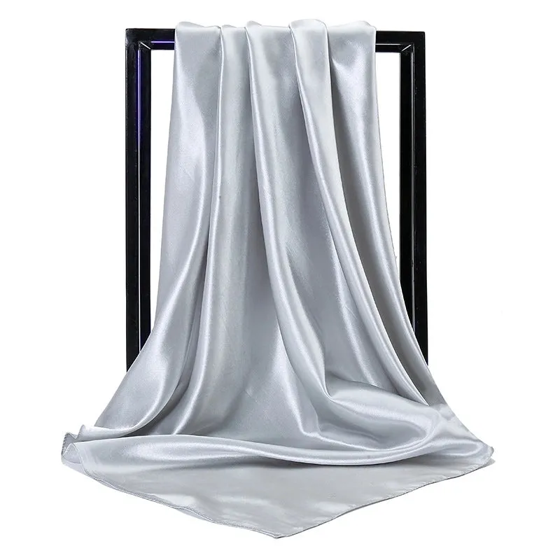 Elegant Solid Color Satin Polyester Scarves