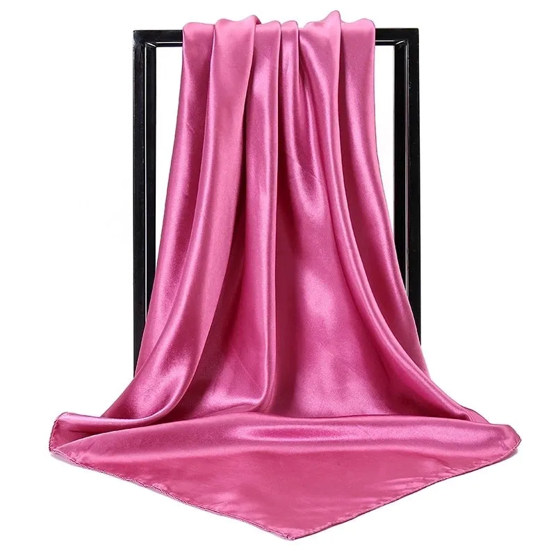 Elegant Solid Color Satin Polyester Scarves