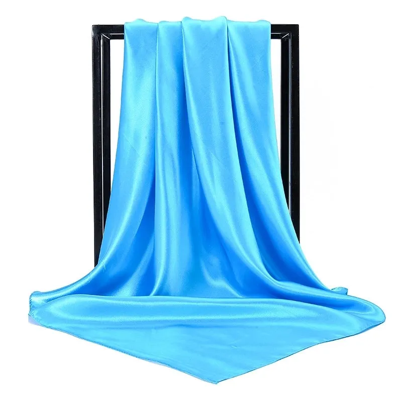 Elegant Solid Color Satin Polyester Scarves