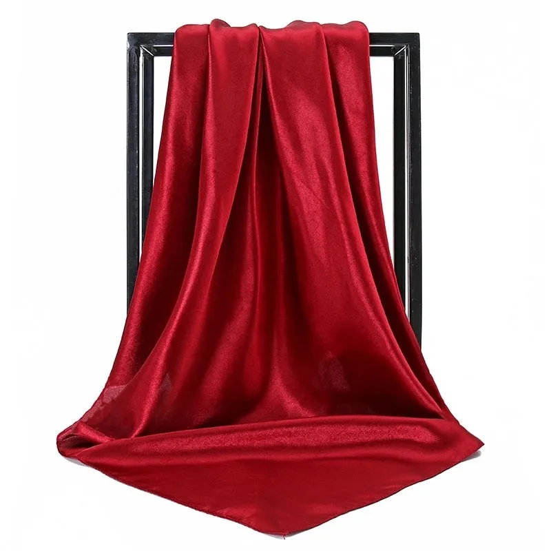 Elegant Solid Color Satin Polyester Scarves