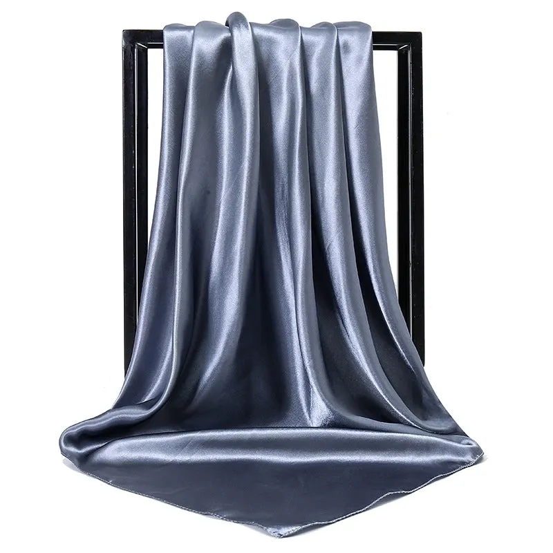 Elegant Solid Color Satin Polyester Scarves