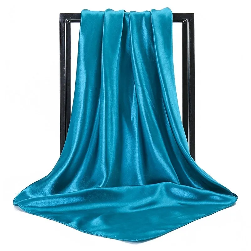 Elegant Solid Color Satin Polyester Scarves