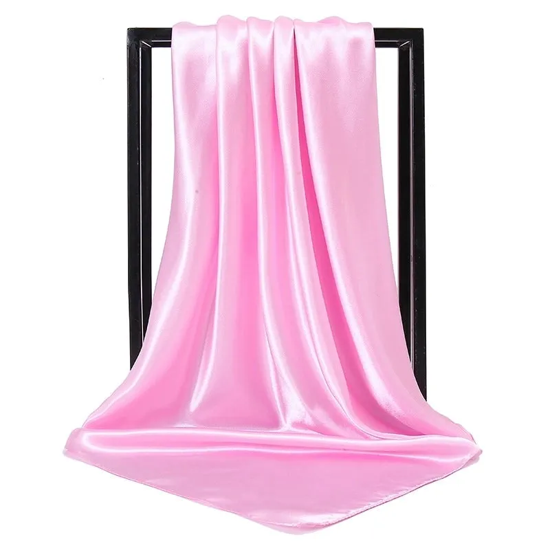 Elegant Solid Color Satin Polyester Scarves