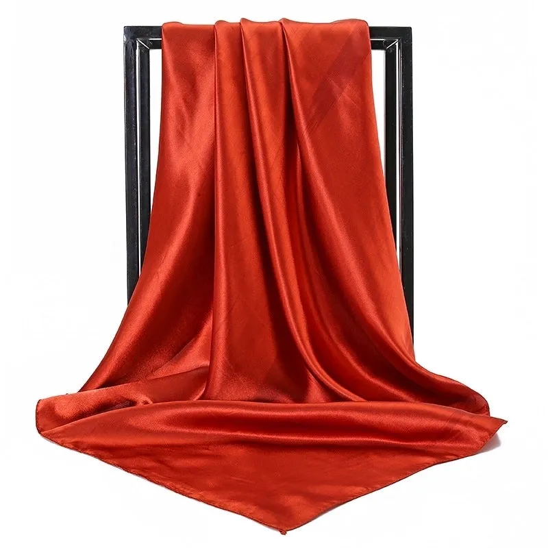 Elegant Solid Color Satin Polyester Scarves