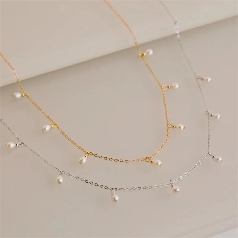 Elegant Solid Color Stainless Steel Imitation Pearl Plating Necklace