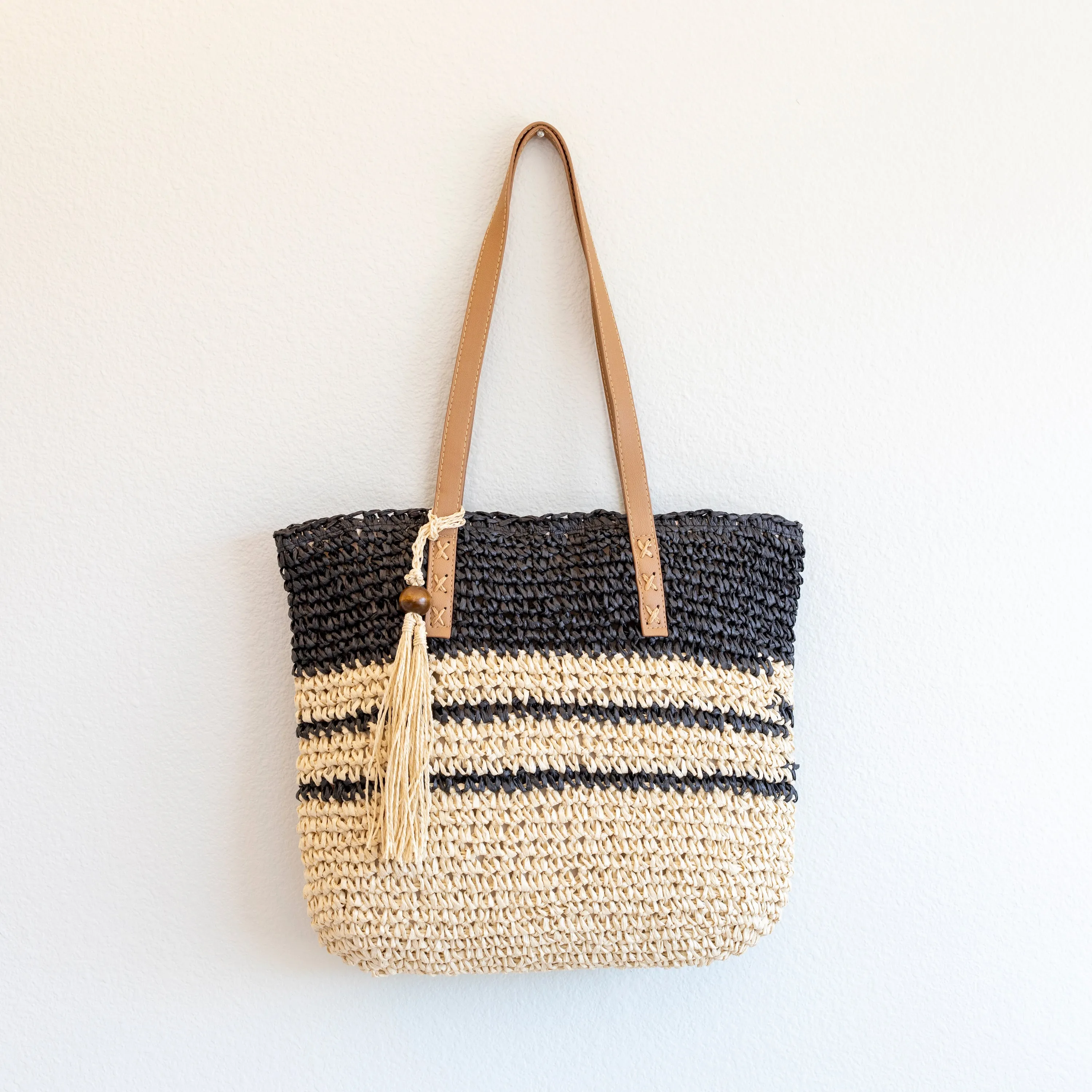 Elena Handbags Straw Woven Summer Beach Tote