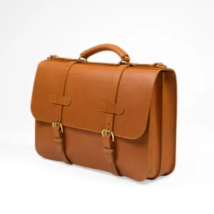 English Briefcase in Tan harness belting leather