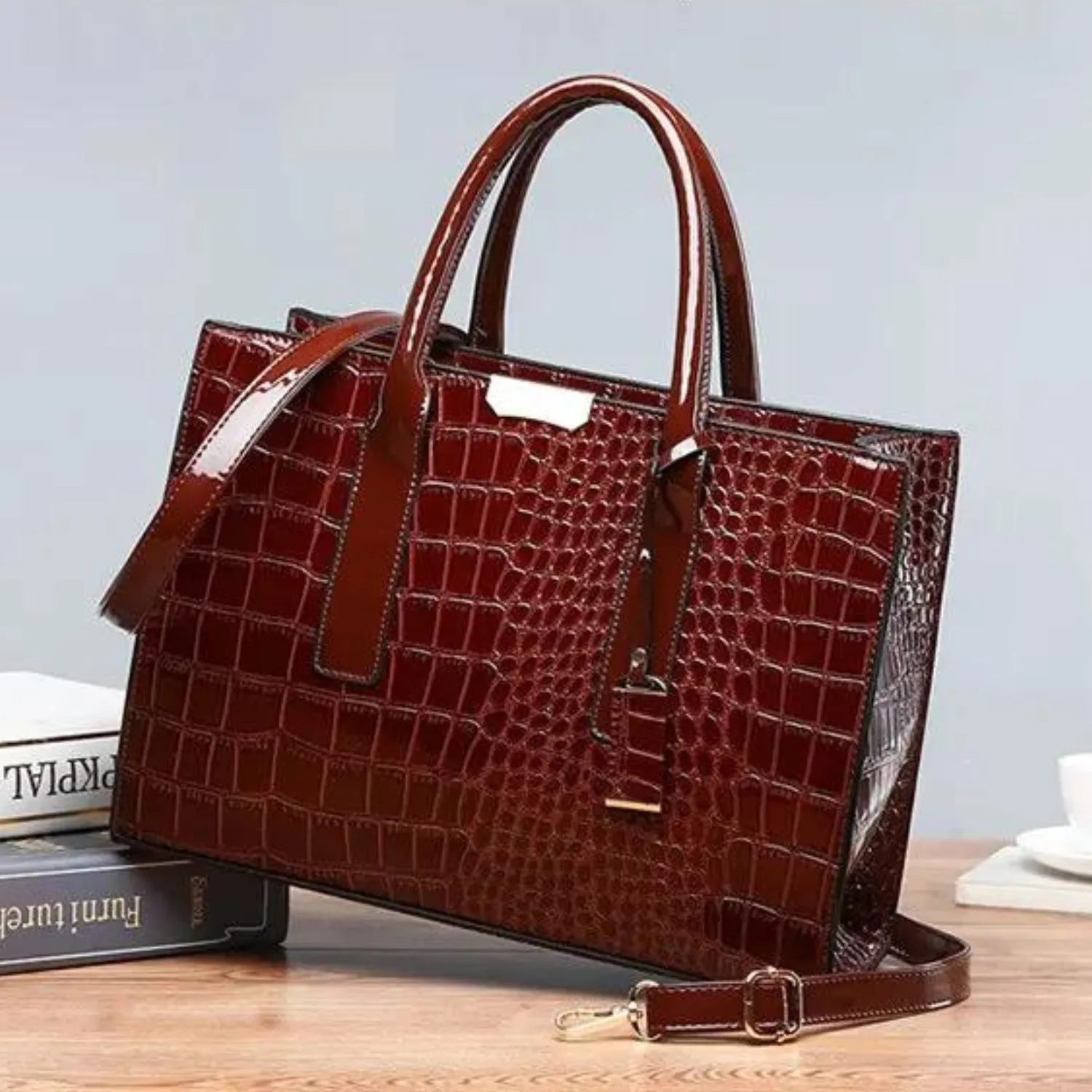 Exotic Crocodile Print Tote Bag