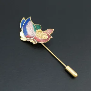 Gold-plated Chinese Cloisonne Butterfly Brooch