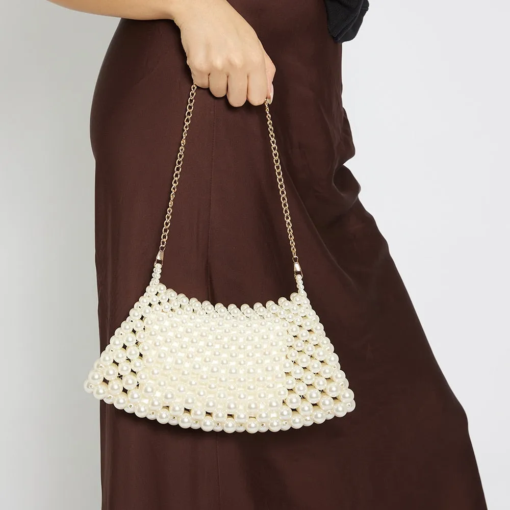 Hallie Evening Bag in Ivory Bead