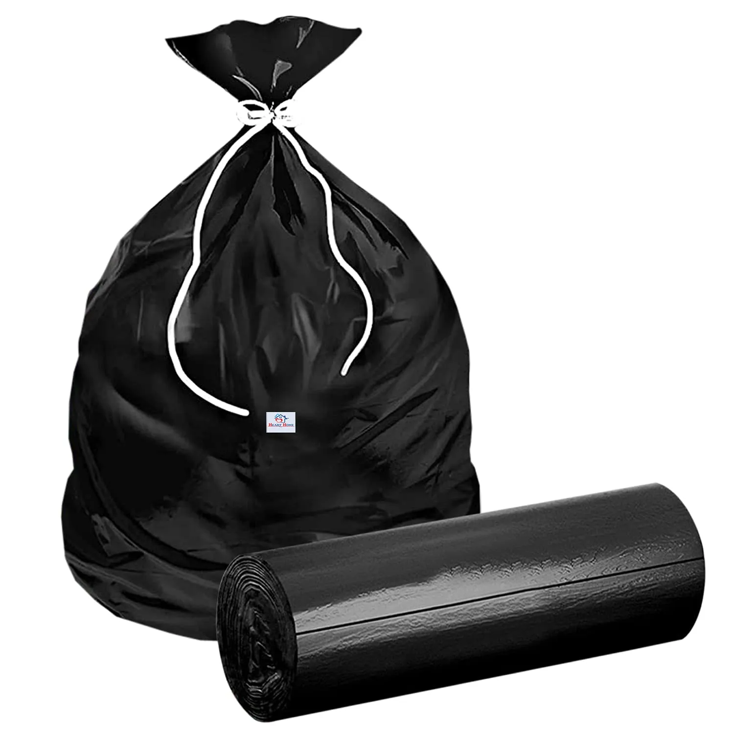 Heart Home Medium OXO-Biodegradable Waste Bags|30 Bags Roll|Leak Proof & Odour Free|Easy Disposal|Size 48 x 53 CM (Black)-HS41HEARTHH24021