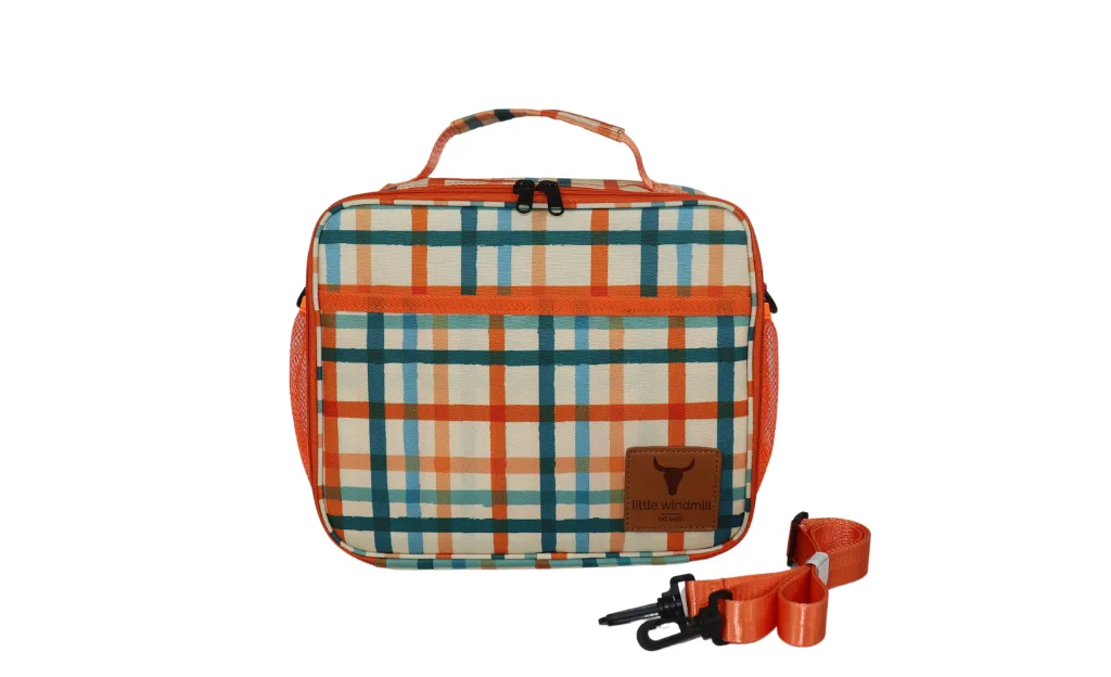 Insulated Lunch/Storage Bag - Orange Check