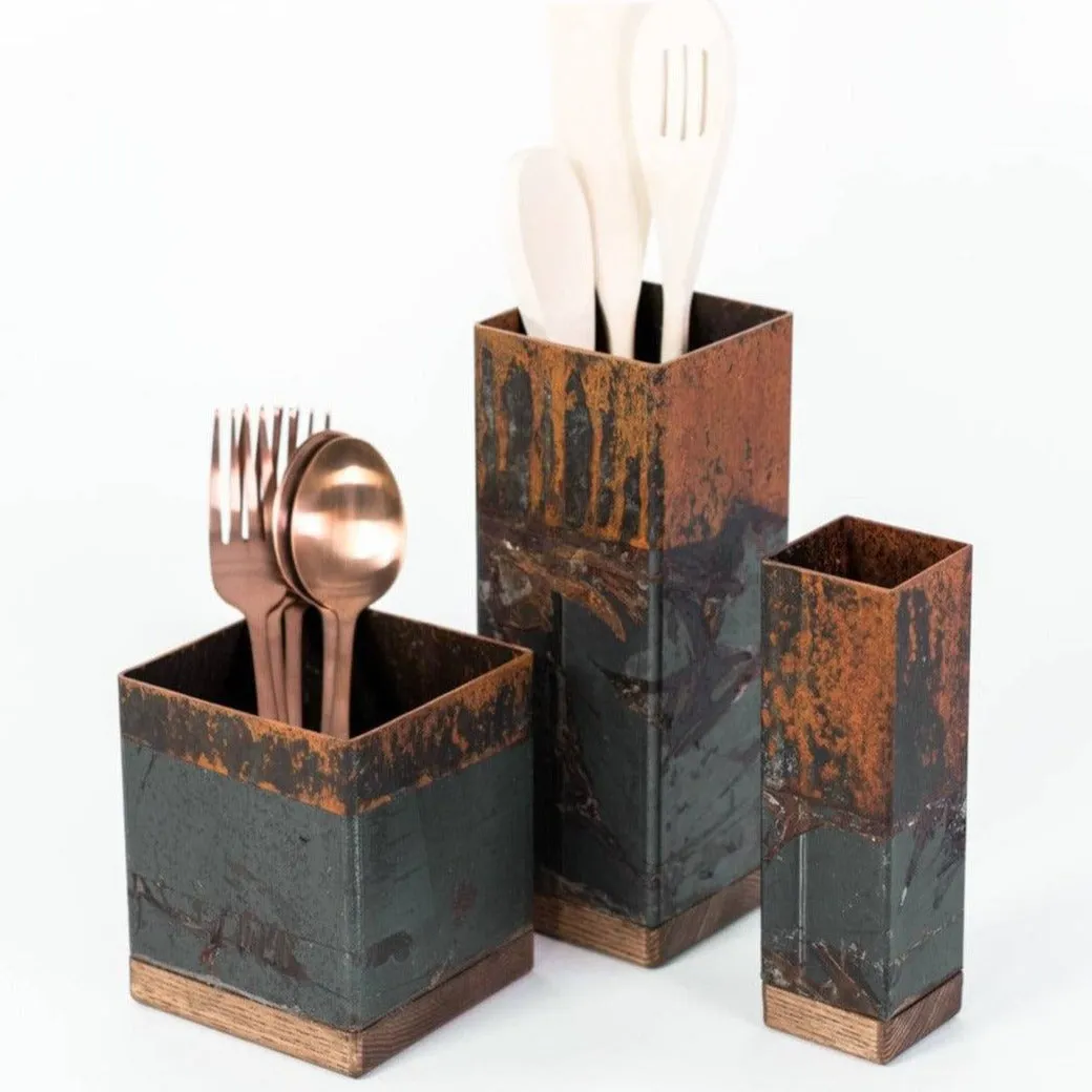 Kitchen Utensil Holder, Kitchen Tableware Organizer (Rusted)