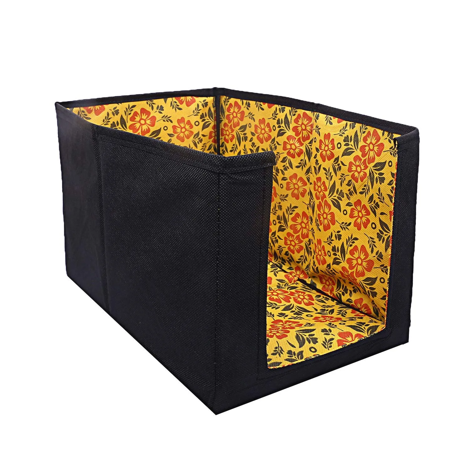 Kuber Industries Flower Design Non-Woven 2 Pieces Shirt Stacker Wardrobe Organizer (Yellow) - CTKTC23233