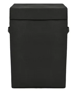 Kuber Industries Non-Woven Laundry Basket, Clothes Hamper For Laundry Closet, Bedroom, Bathroom With Lid & Handles (Black)-44KM0190