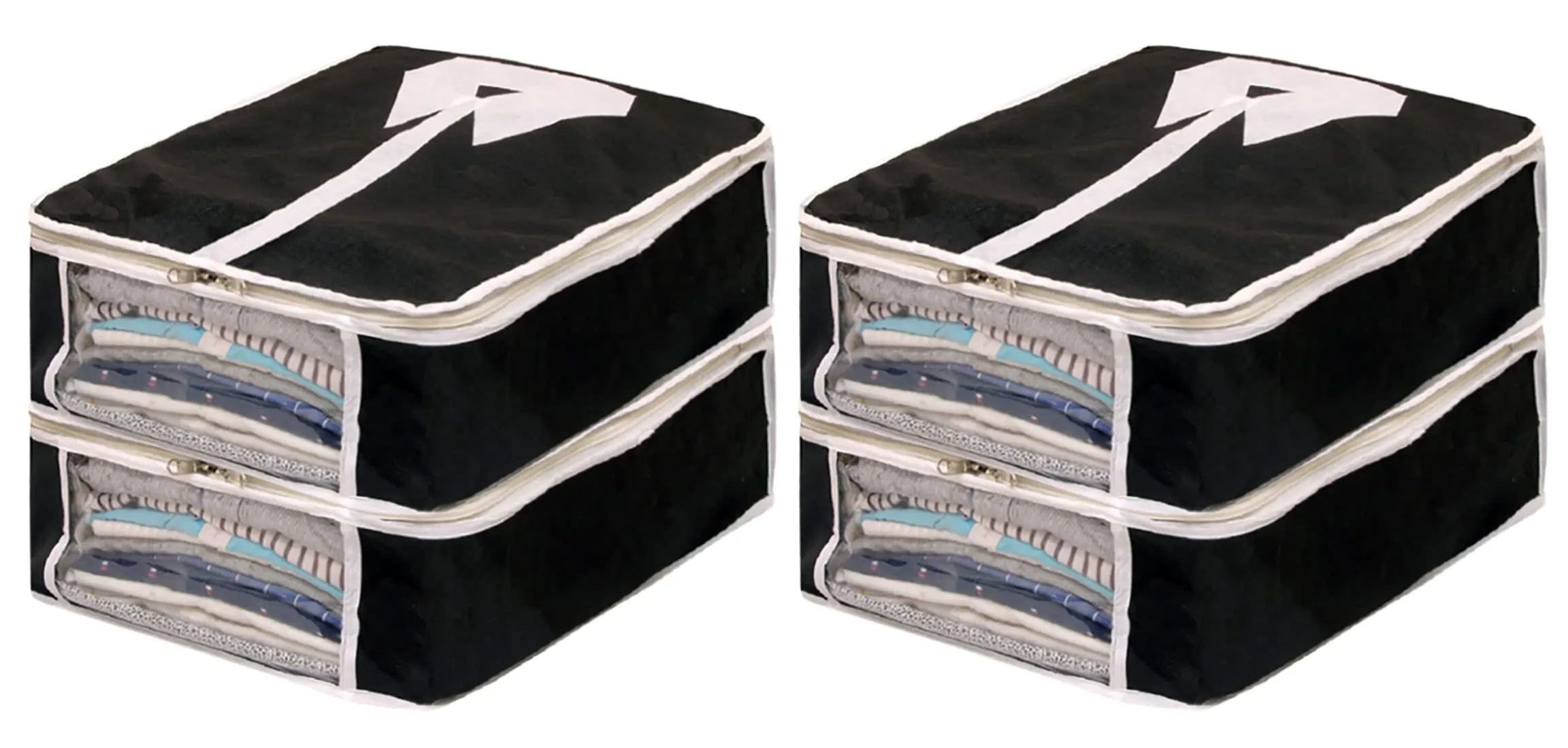 Kuber Industries Shirts & Clothing Organizer With Clear Window- Pack of 4 (Black)-HS43KUBMART26151