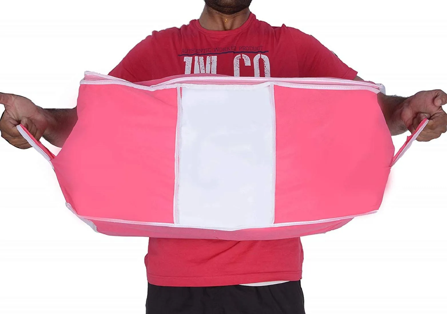 Kuber Industries Underbed Storage Bag, Storage Organiser, Blanket Cover Set of 6 - Pink, Extra Large Size-CTKTC014154