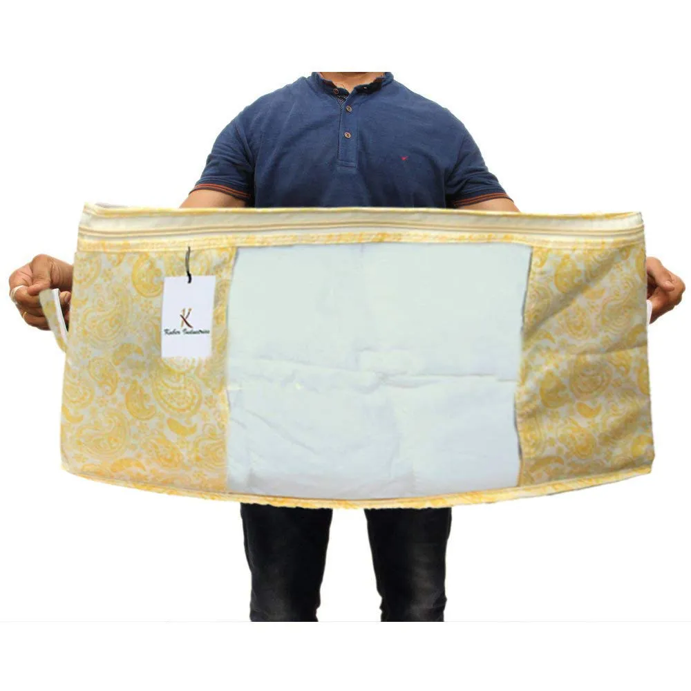 Kuber Industries Underbed Storage Bag,Storage Organiser,Blanket Cover Set of 1 Pc - Gold, Extra Large Size,CTKNEW228