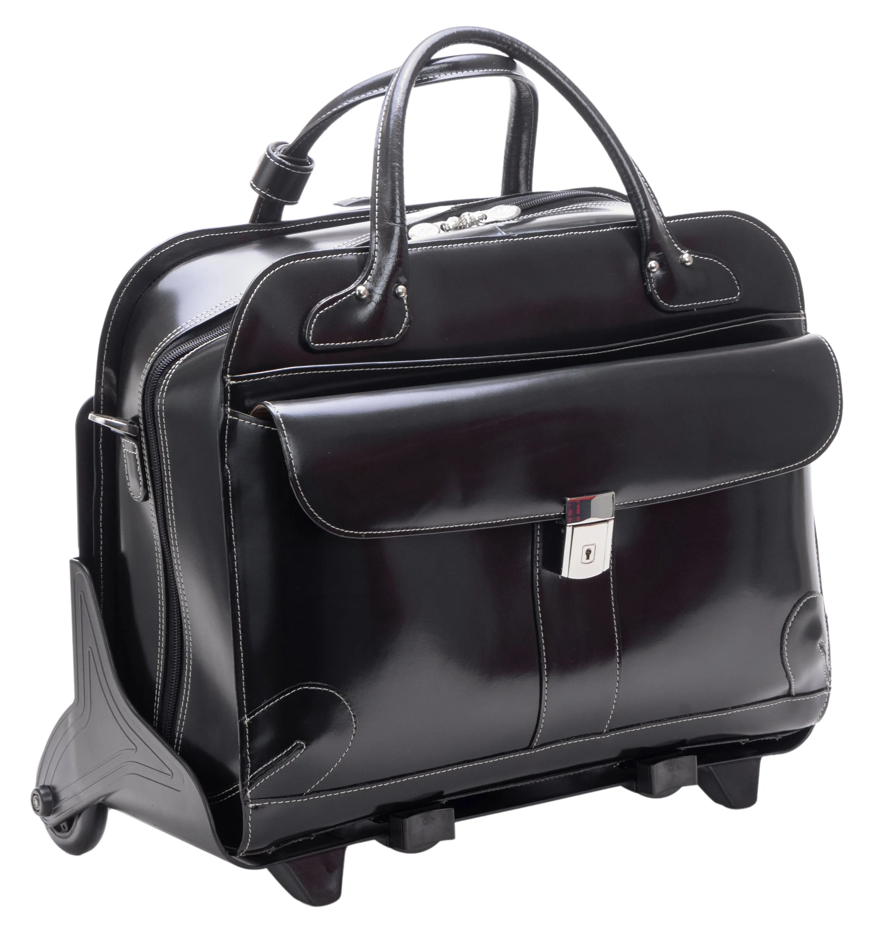 LAKEWOOD | 15” Leather Detachable-Wheeled Laptop Case