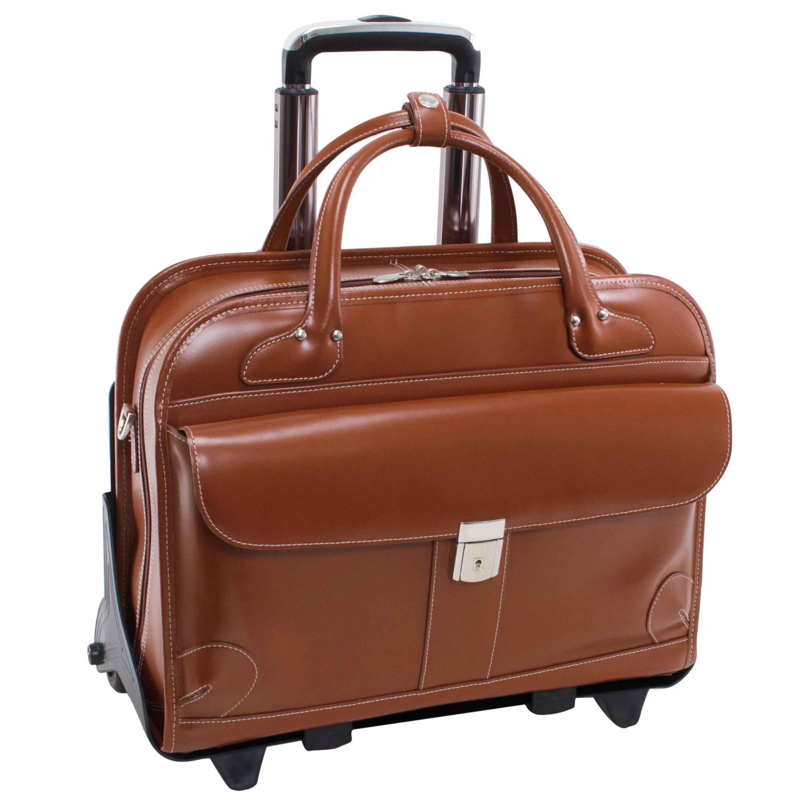 LAKEWOOD | 15” Leather Detachable-Wheeled Laptop Case