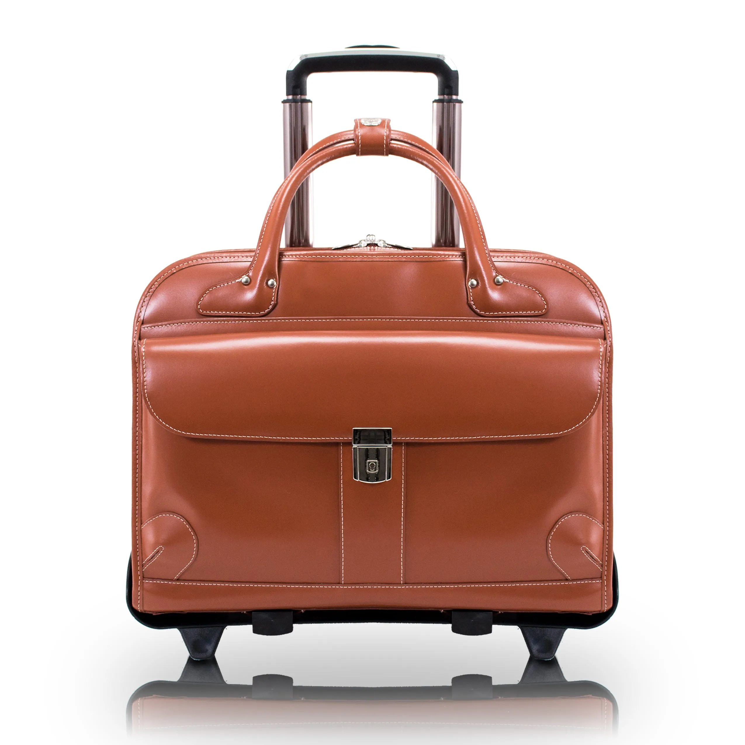 LAKEWOOD | 15” Leather Detachable-Wheeled Laptop Case