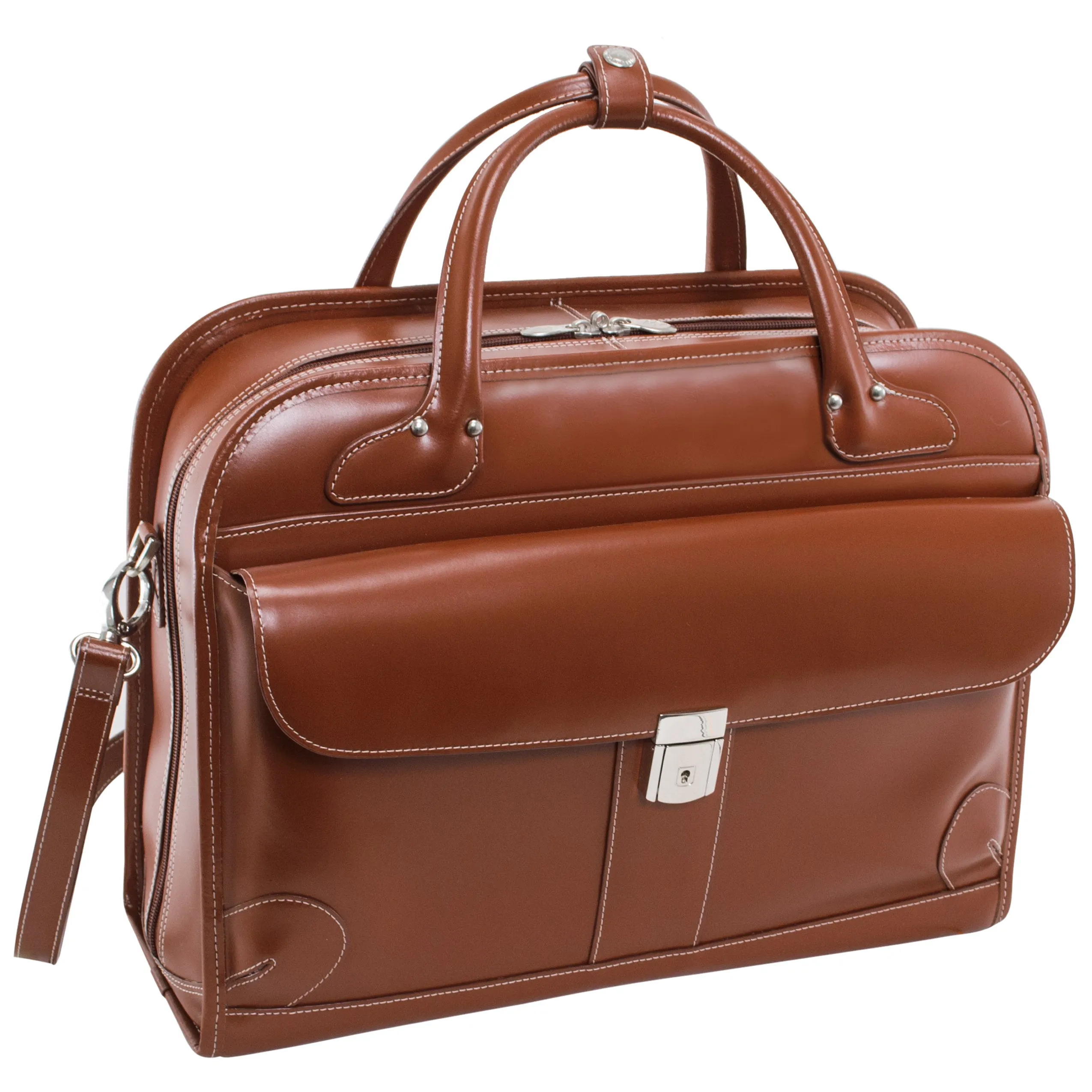 LAKEWOOD | 15” Leather Detachable-Wheeled Laptop Case