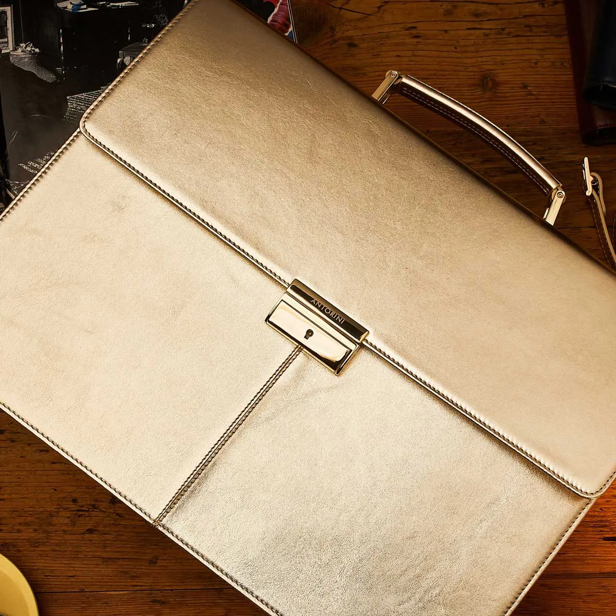 Leather Briefcase in Gold, Limited Edition