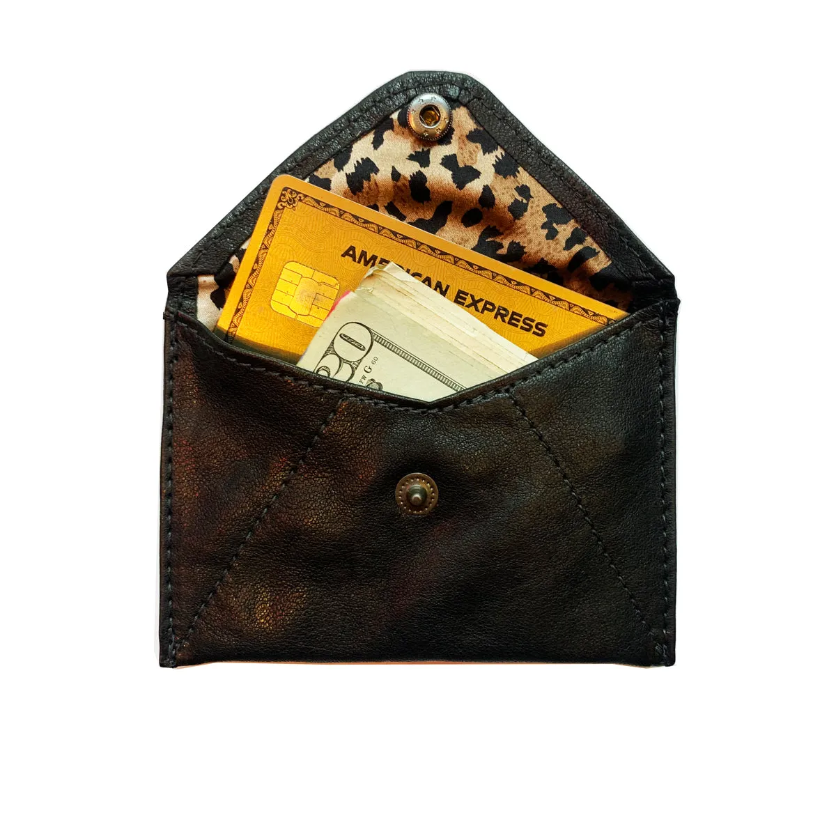 LEATHER MINI–WALLET - BLACK PLONGE