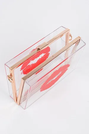 Lip Printed Case Clutch