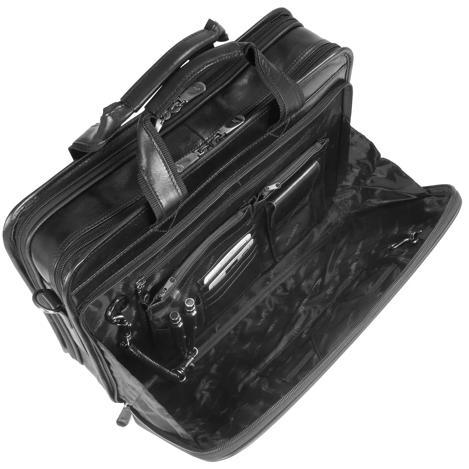 Mancini Leather Double Compartment Briefcase for Laptop and Tablet Black