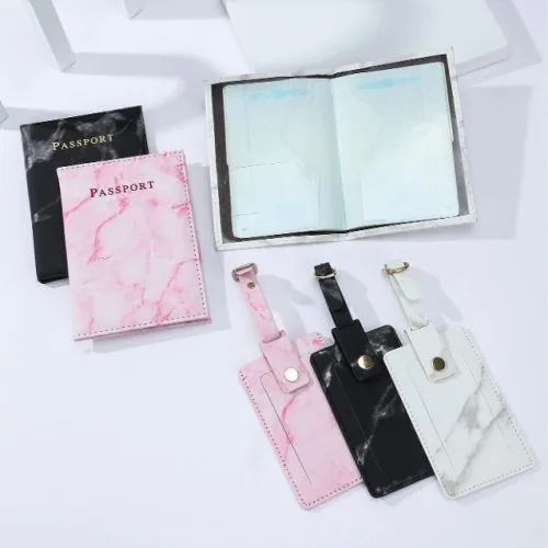 Marbled Passport Holder & Luggage Tag - 2pcs/set