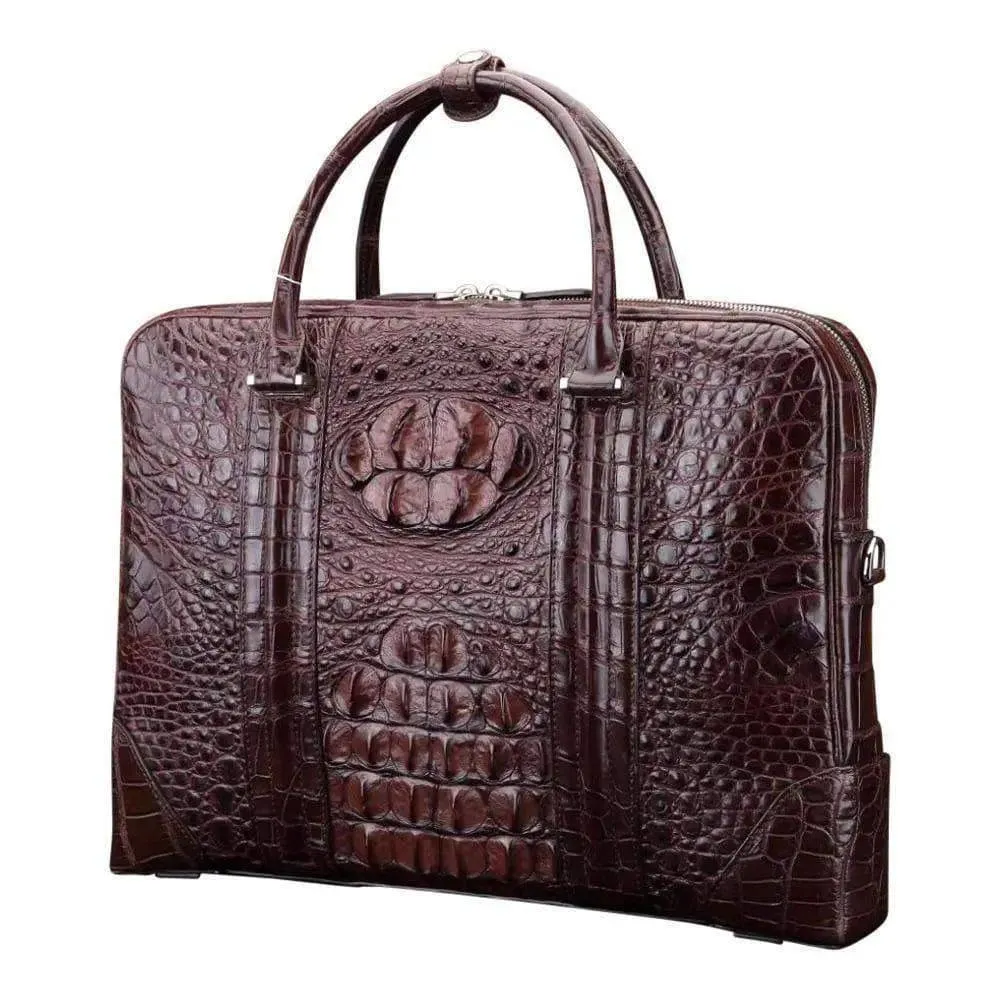 Men’s Fashion Crocodile Leather Bag, Luxury Crocodile  Leather Business Briefcase for Men