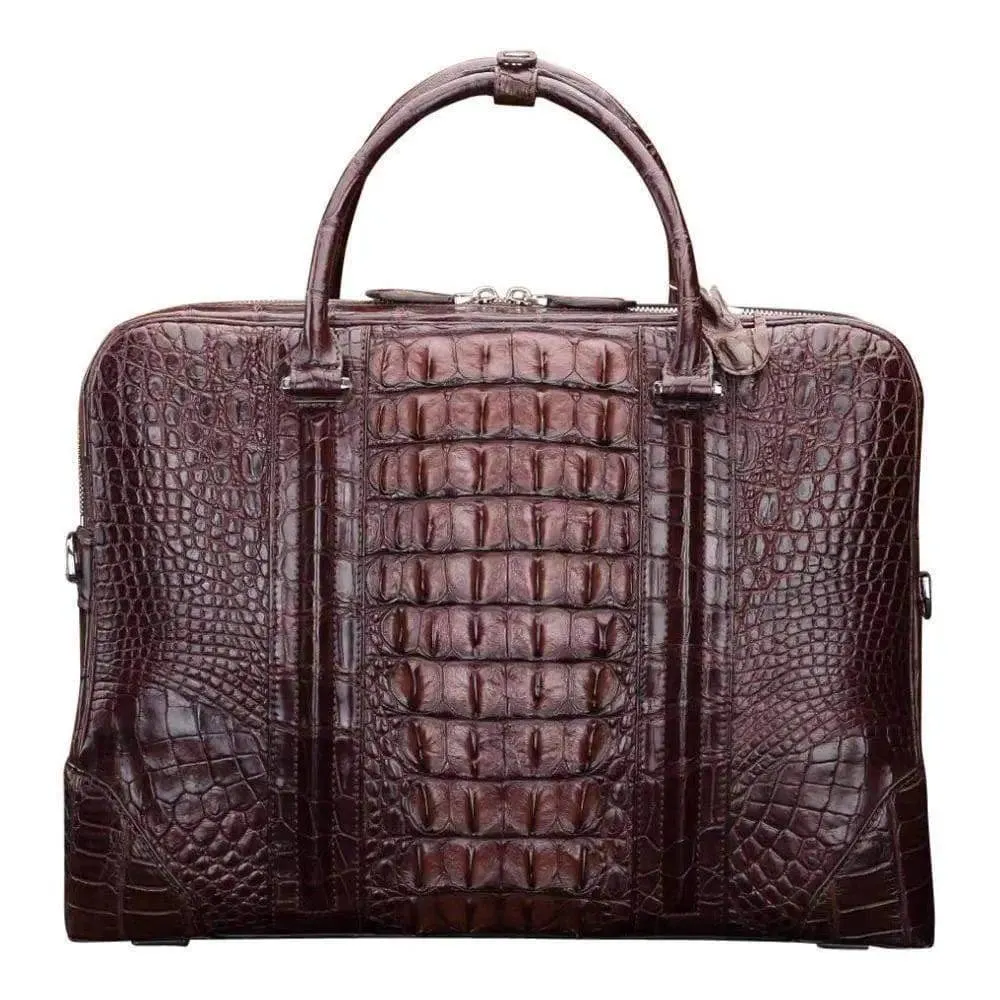 Men’s Fashion Crocodile Leather Bag, Luxury Crocodile  Leather Business Briefcase for Men