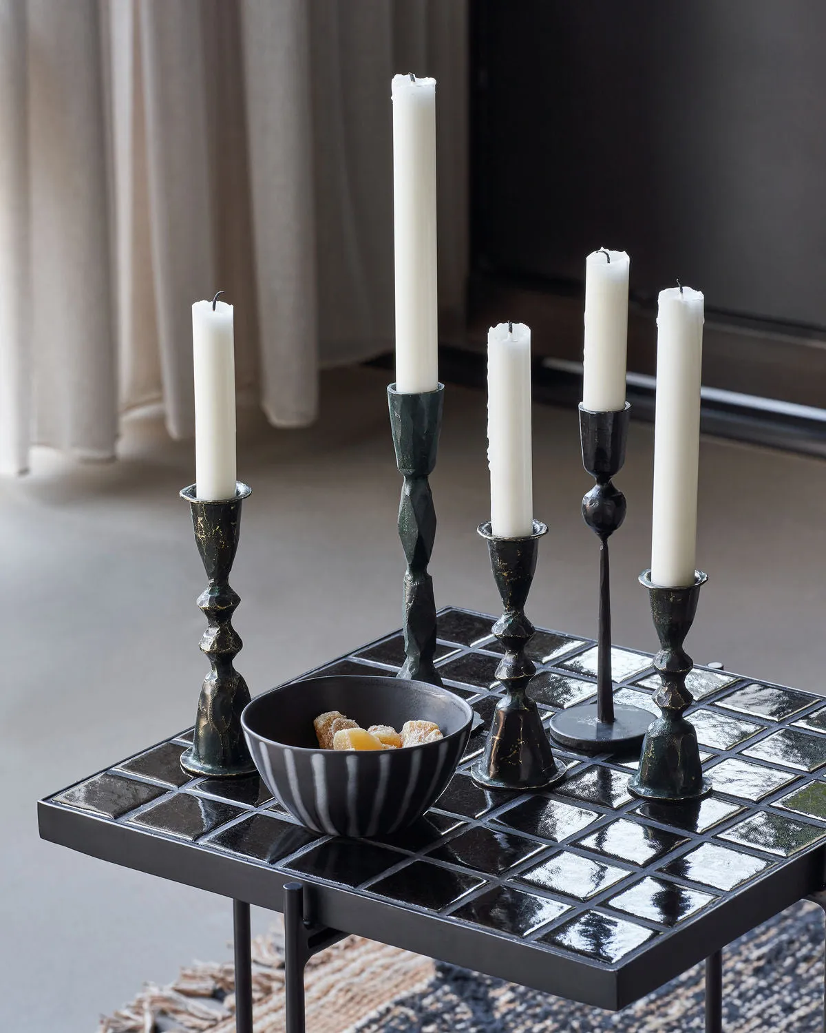 Mero Black Candle Stand