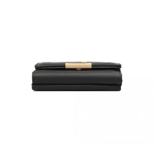 Miss Lulu PU Leather Half-Circle Petal Clasp Wallet - Elegant & Functional Black Wallet for Women