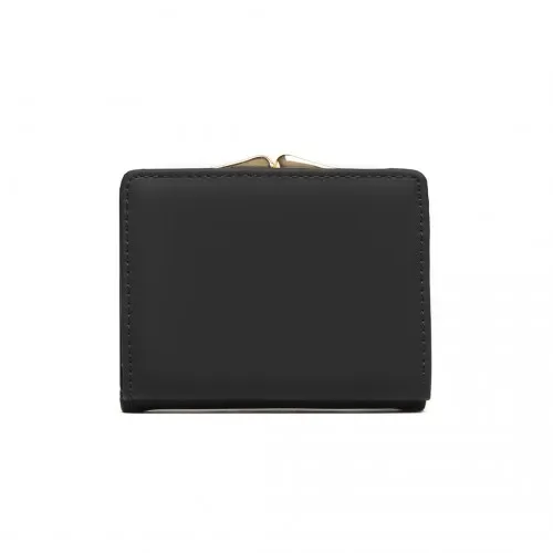 Miss Lulu PU Leather Half-Circle Petal Clasp Wallet - Elegant & Functional Black Wallet for Women