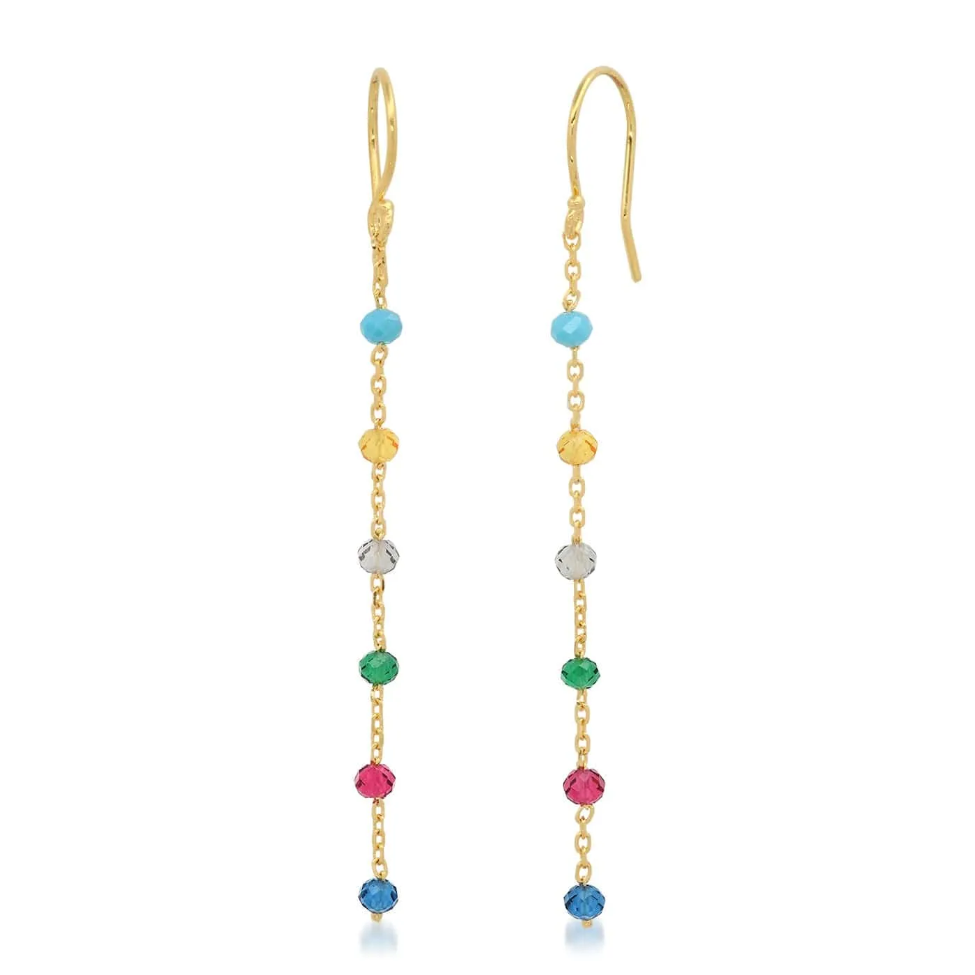 Multi-Colored CZ Linear Chain Earrings