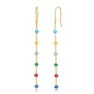 Multi-Colored CZ Linear Chain Earrings