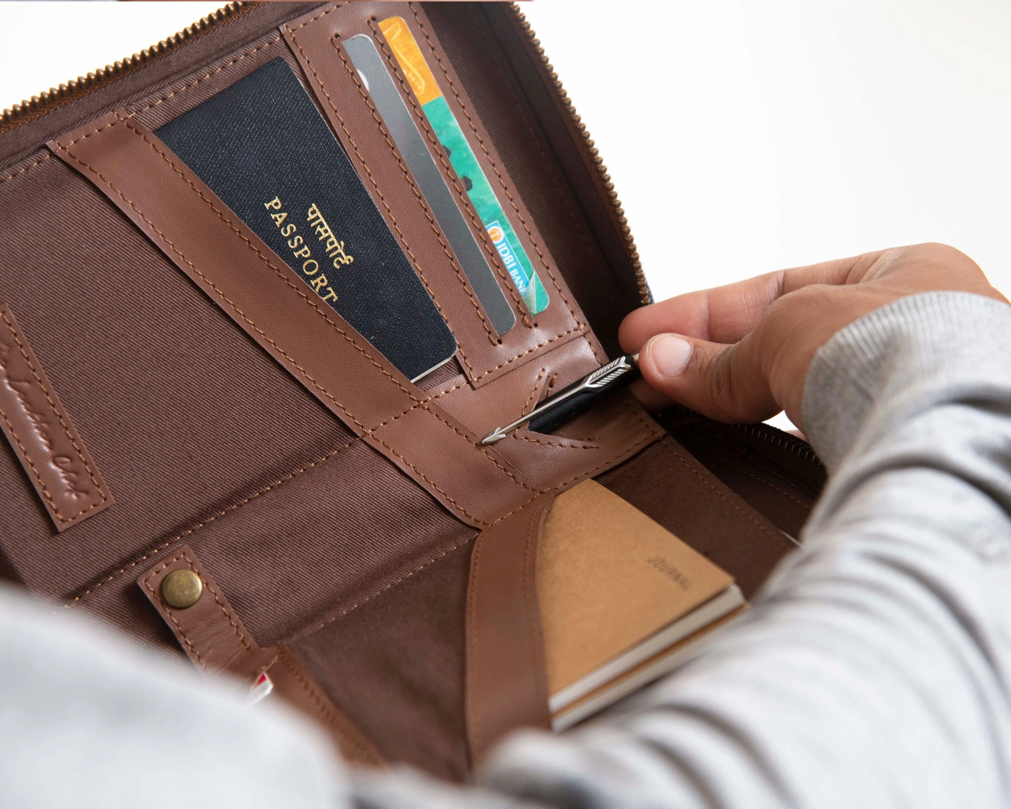 Nomad Passport Organiser - Blue Canvas   Tan Leather