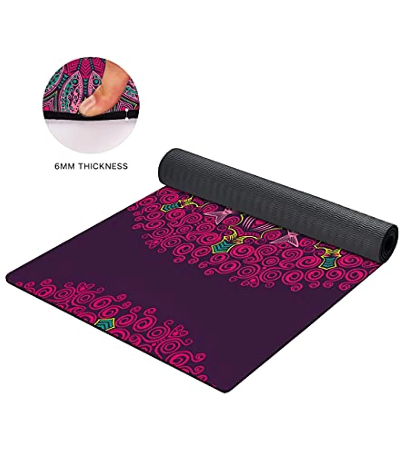 nuveti TPE Large Yoga Mat Non-Slip Exercise Fitness Mat with Carry Bag Eco Friendly Yoga Mats for Women 72"x32" Extra Thick 6mm for Home, Pilates and Floor Exercises Workout Mats