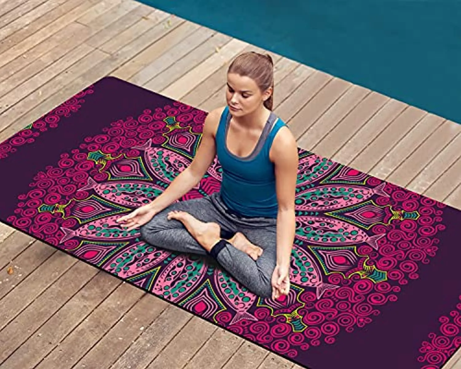 nuveti TPE Large Yoga Mat Non-Slip Exercise Fitness Mat with Carry Bag Eco Friendly Yoga Mats for Women 72"x32" Extra Thick 6mm for Home, Pilates and Floor Exercises Workout Mats