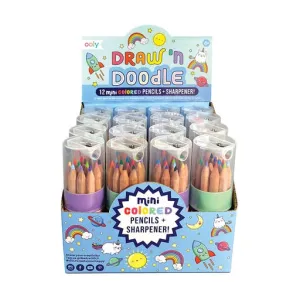 Ooly Draw 'n' Doodle Mini Colored Pencils   Sharpener | Set of 12