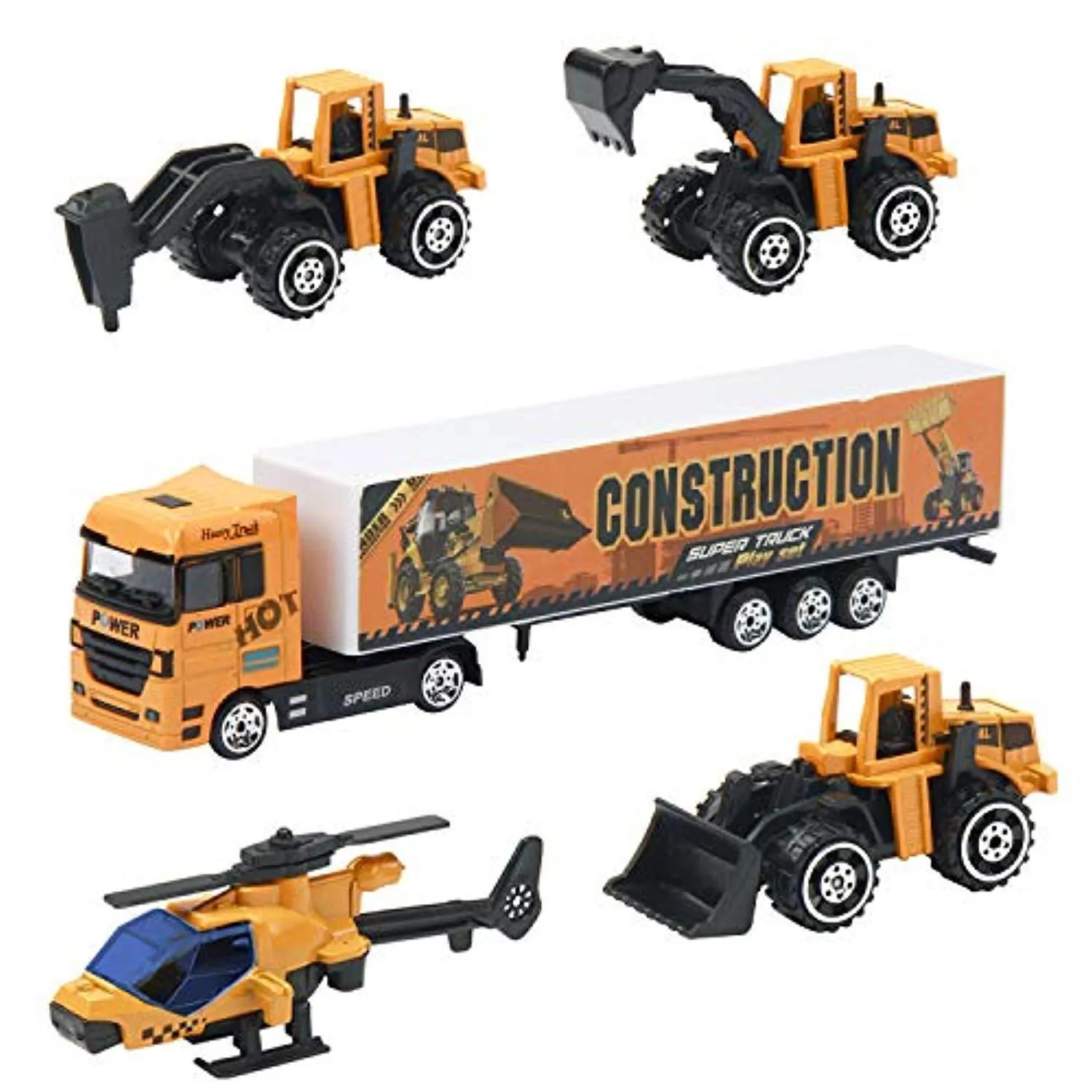 Oumoda 11 in 1 Transport Car, Die-cast Construction Truck Vehicle Car Toy Set Play Vehicles in Carrier Truck, Vehicles Toys Gifts for Age 3 4   Years Old Kids, Boys and Girls